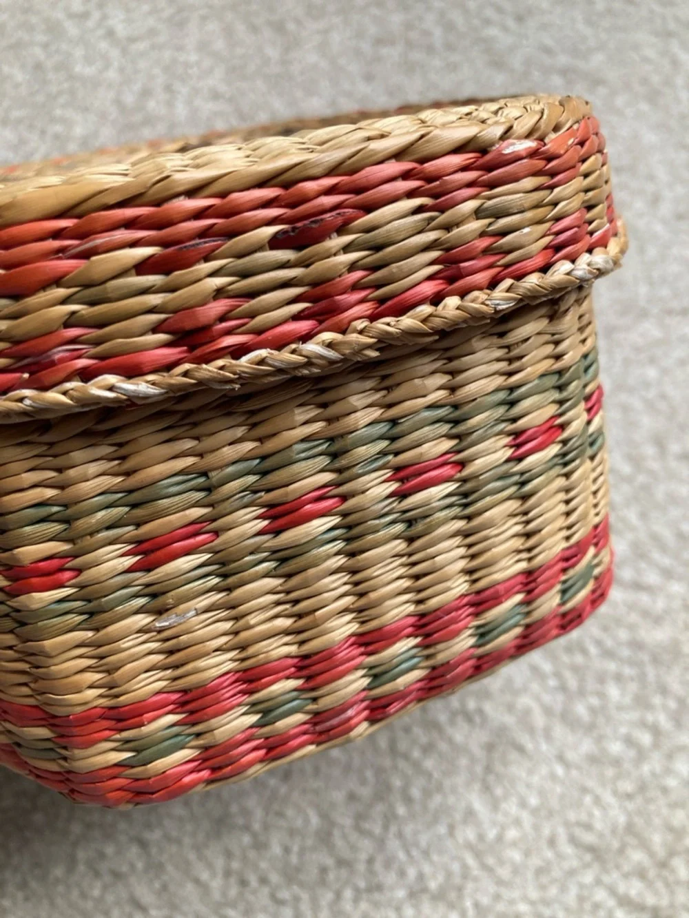 Handwoven Sweetgrass Hexagon Decorative Basket
